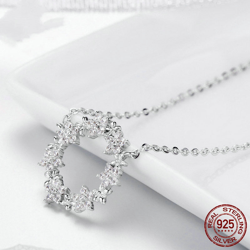 Collier Gypsophile en Argent Massif avec Zircon 