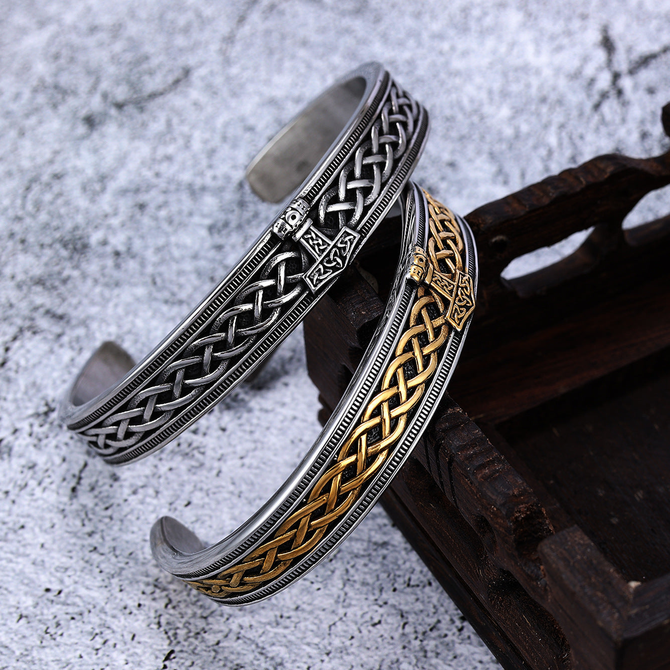 Stainless Steel Viking Rune Cuff Bracelets