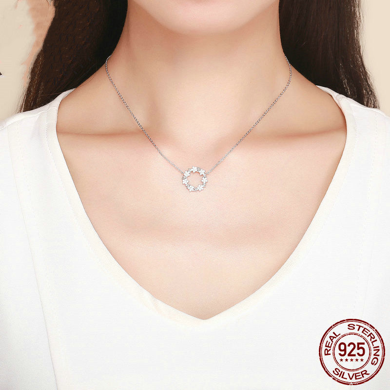 Collier Gypsophile en Argent Massif avec Zircon 