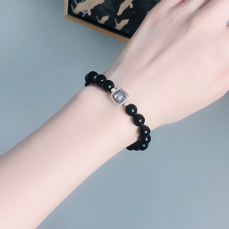 Bracelet obsidienne naturelle au clair de lune