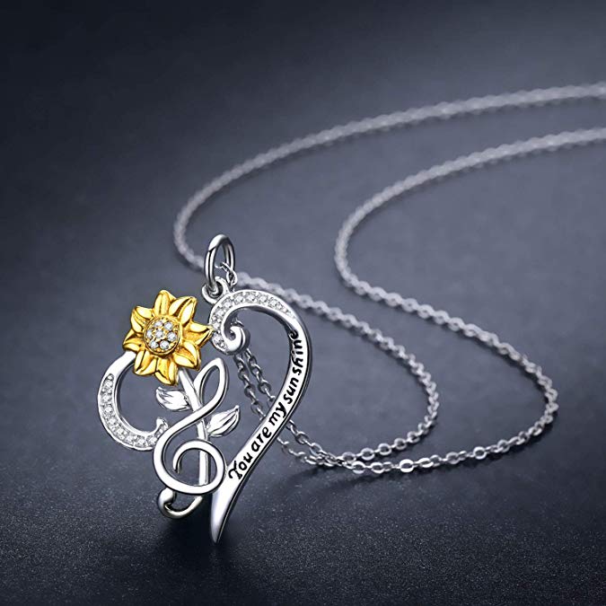 Collier pendentif tournesol en argent sterling « Tu es mon soleil »