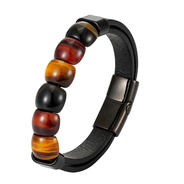 Tiger Eye Multi-Layer Leather Bracelet