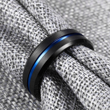 Bague en acier tungstène noir plat simple pour hommes