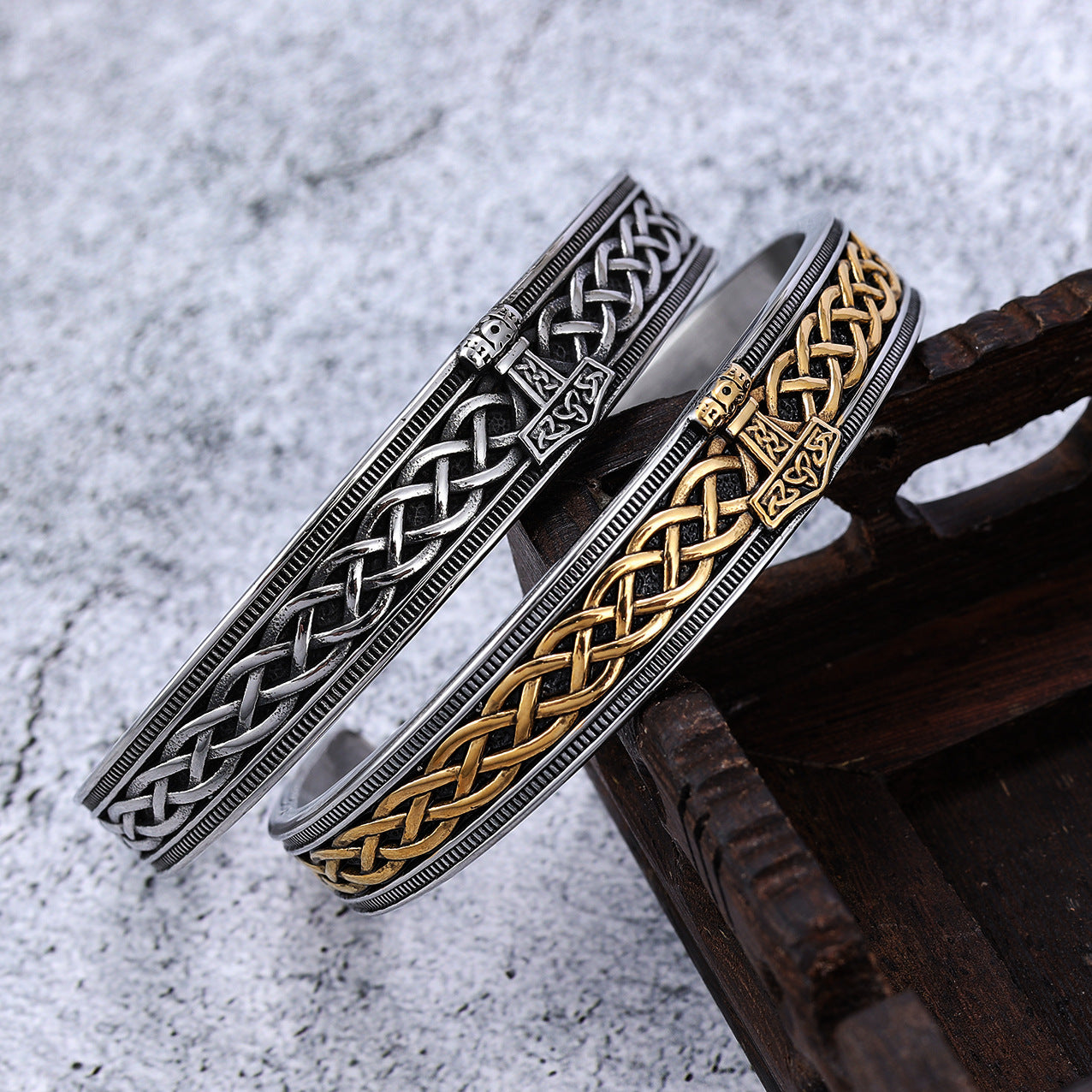 Stainless Steel Viking Rune Cuff Bracelets