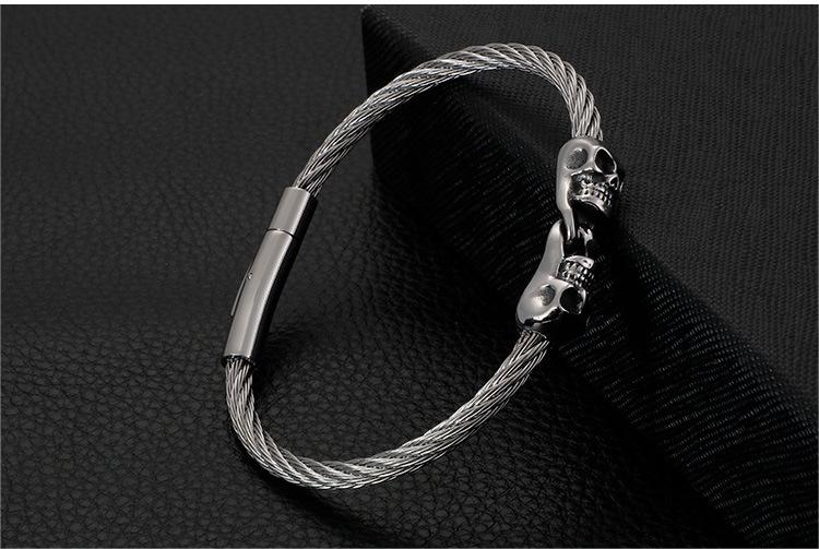 Skull Steel Wire Rope Bracelet