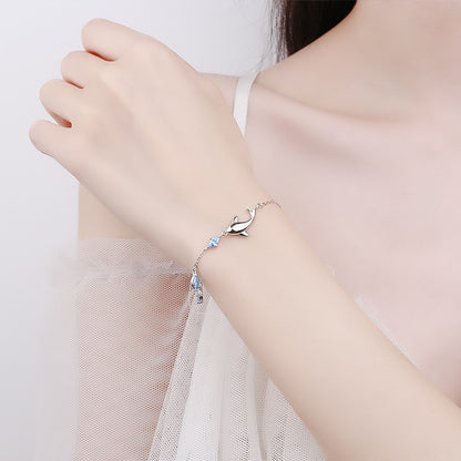 Bracelet d'amour dauphin en argent sterling