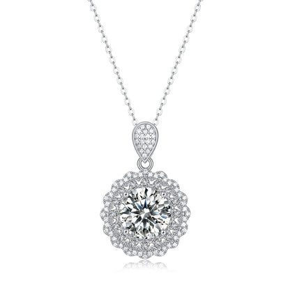 Collier pendentif tournesol moissanite en argent sterling 5 carats