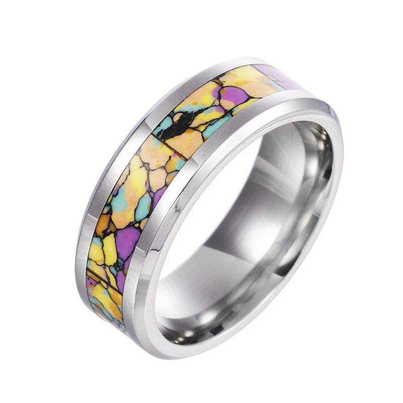 Bague en titane turquoise multicolore