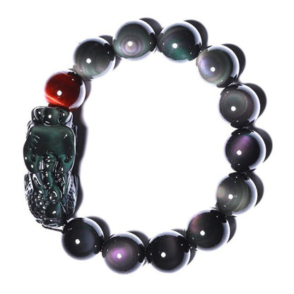 Bracelet obsidienne yeux arc-en-ciel naturels