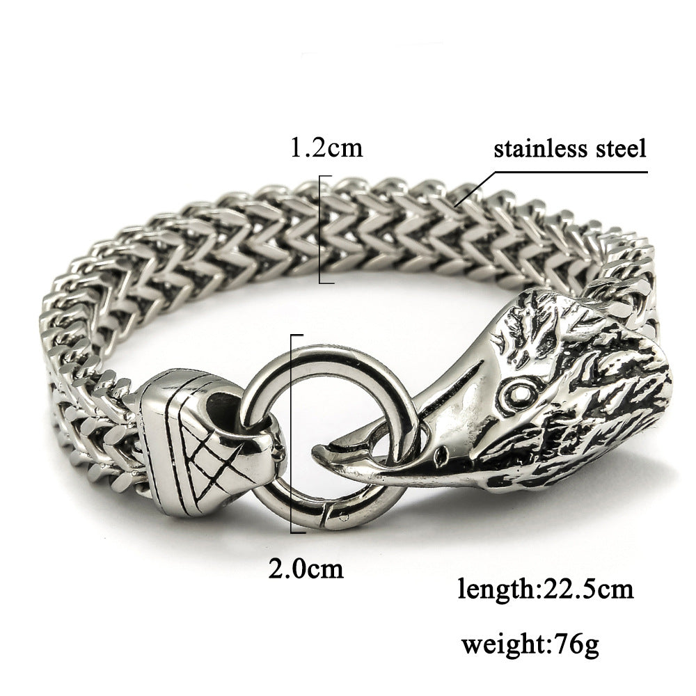 Bracelet tête d'aigle en acier inoxydable